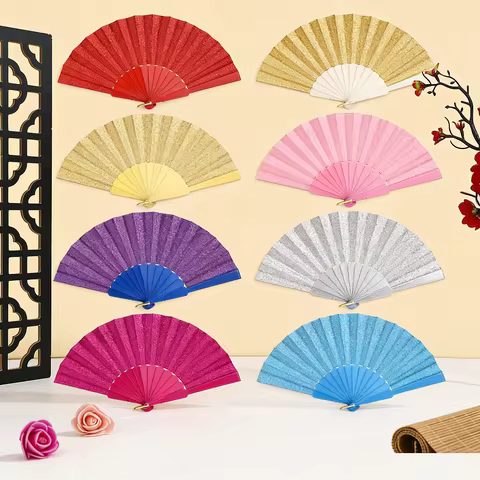 Colorful Clack Fan Vibrant Plastic Glitter Fan Foldable Clack Fan Lightweight For Festivals Edm Even