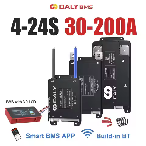 Daly Smart BMS with 3-Inch LCD Display Y-Series 4-8S 7-17S 7-24S 30A-200A Build-in BT UART Li-ion Li