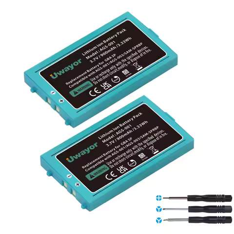 UWayor GBA SP Battery Replacement, 900mAh Rechargeable Battery for Nintendo Gameboy Advance SP AGS-0