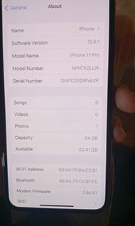 iPhone 11 pro 64GB 100%original 85%battery health