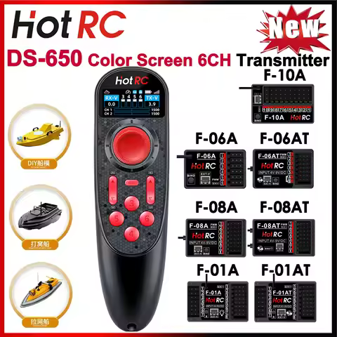 HOTRC DS-650 DS650 6CH 2.4G Radio System Remote Controller Color Screen Transmitter F-06A F-06AT Gyr