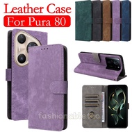 For Pura80 Flip Leather Phone Case For Huawei Pura 80 pro plus 80 Ultra 80pro+ 80proplus 80Ultra Pur