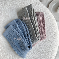 Thick Woolen Cotton Mid-Calf Socks for Women Warm Retro Style Purple Guys Japanese Twist Pure Cotton