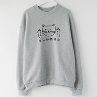 貓咪供三小 中性大學T刷毛 灰色 日文りしれ供さ小貓之日catsday