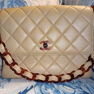 Chanel vintage 小羊皮方胖玳瑁鏈包