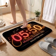 1pc, 2D Halloween Themed LED Lighted Doormat 05:50 Digital Clock Style Haunted House Pumpkin Bat Dec