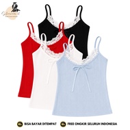 SHEWEAR BR771 Korean Trendy Lace Ribbon Tank Top Bra Camisole Ribbed Inner POLOS