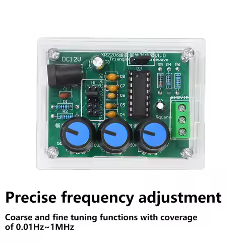 DC 9-12V High Precision Signal Generator DIY Kit Sine Triangle Square Waves 1Hz 1MHz Frequency Range