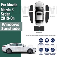 For Mazda 3 Sedan M3 2019-2023 2024 Magnetic Car Sunshade Visor Front Rear Windshield Frame Curtain Side Window Sun Shade