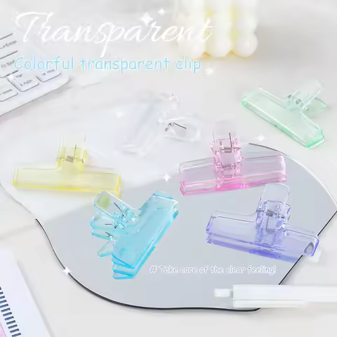Transparent Candy Color Large Clip Ins Student File Account Hand Account Bill Binder Clip Paperclips