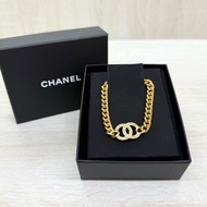 CHANEL項鍊金色雙C鑲鑽項鍊/AB8930