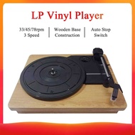 Vintage Style Record Player for 33/45/78 RPM Vinyl Records 3 Speed with Wooden Base Portable LP Viny