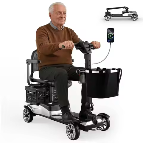 4 Wheels Mobility Scooters for Seniors, Foldable Mobility Electric Scooter, 350LBS Capacity& 15 Mile