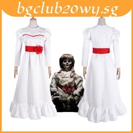 Create Enchanting Annabelle Halloween Horror Doll in White Dress for Kids & Adults