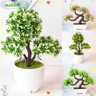 MOLIHA Small Tree Potted, Garden Creative Artificial Plants Bonsai, Pot Desk Ornaments  Guest-Greeting Pine Simulation Fake Flowers
