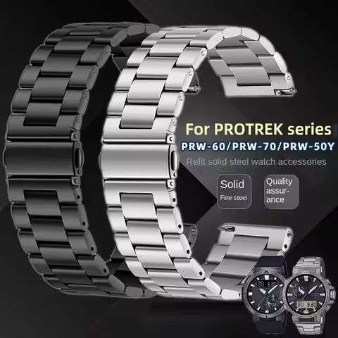 PRG600/650 PRW6600 stainless steel strap 24mm For Casio PROTREK PRG-650 600 PRW-6600Y Metal Band Qui