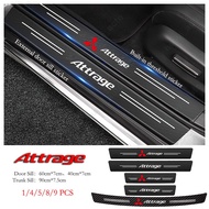 Mitsubishi Attrage Car Door Sill Sticker Anti-Scratch Carbon Fiber leather Sticker Trunk Protector Stickers Accessories