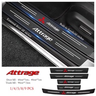 Mitsubishi Attrage Car Door Sill Sticker Anti-Scratch Carbon Fiber leather Sticker Trunk Protector S