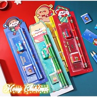 ✨🎄✏️ 5PCS Stationary Gift Set l Christmas Stationary Set l Christmas Gifts l Kids Children Party Gifts Pencil Ruler  ✨