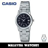 Casio LTP-V002D-1B Ladies Quartz Analog Silver-Tone Stainless Steel Case & Strap Watch LTPV002D