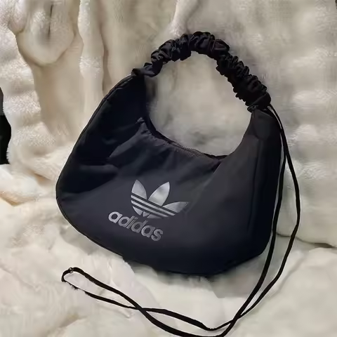 adidas Originals Trefoil Logo Canvas Cloud Bag, Medium Tote & Shoulder Bag, Women's, Black JP0145