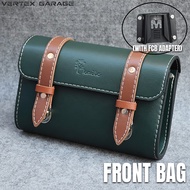 Brompton Vintage Leather Front Bag | FCB Mount Carrier Pouch for 3Sixty Dahon Trifold Folding Bikes