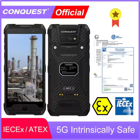 5G Intrinsically Safe CONQUEST EX201 Smartphone Zone 2/22 ATEX/ IECEx Android12 Rugged Phone