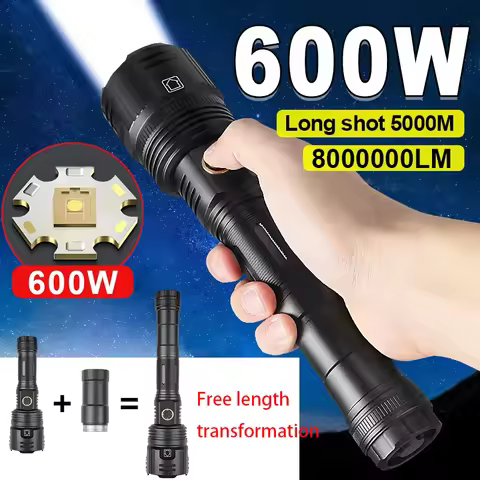 Newly 12000mAh White Laser Flashlights 1000000LM Ultra Powerful Flashlight Zoom Rechargeable Lantern