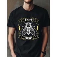Men's Casual Creative Exist-Noise-Love-Cicada-SVG T-Shirt - Black Print, Size S-XXXL