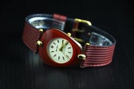 台灣品牌glad stone防水石英錶特殊弧面錶鏡;法國cobra 18m真皮製錶帶,日本miyota 2035石英機心
