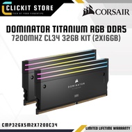 CORSAIR Dominator Titanium RGB 32GB Kit (2x16GB) DDR5 7200MT/s CL34 DRAM- Black - CMP32GX5M2X7200C34