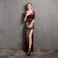 Evening dress womens new banquet Sequin fishtail prom party dress long gown formal birthday dress we