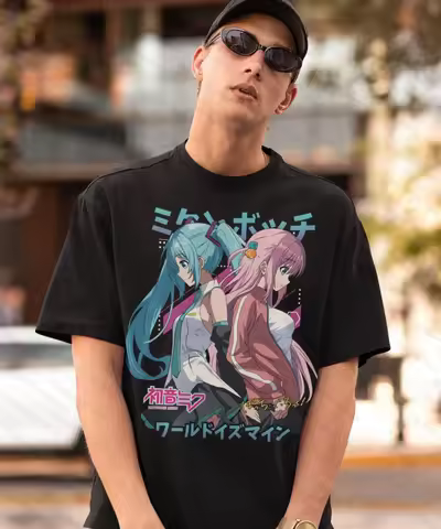 Kawaii Anime Hatsune miku Bocchi the Rock T-Shirt Men Woman YK2 t-shirts Plus size Harajuku Cartoon 