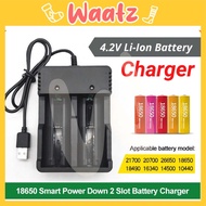 (CHGR4) Universal Li-Ion 2 Slots Battery Charger 21700 20700 26650 18650 18490 16340 14500 10440 Pen