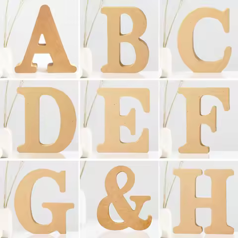 6 Inch Designable Wood Letters Unfinished Wood Letters for Wall Decor Decorative Standing Letters Sl
