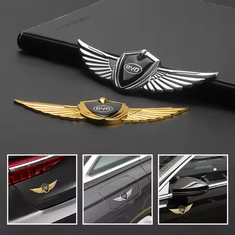 Car Chrome Metal Logo Side Body Fender Angel Wings Sticker For BYD F3 I3 F6 S6 S8 E5 E6 G3 G6 L3 S7 