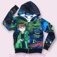 Boy's Sweater Thin Coat Light Jacket Real Copyright Work Ben 10 With A Hat 3-10 Years Old 4 Sizes.