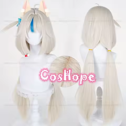 Sameko Saba Cosplay Wig 90cm Long Milk Golden Highlight Blue White Wig Anime Heat Resistant Syntheti