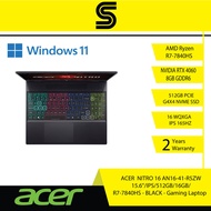 ACER NITRO 16 R5ZW - Gaming Laptop (16"/Ryzen 7 7840HS/16GB DDR5/512GB/NVIDIA RTX4060/Win 11/2Y Warranty)