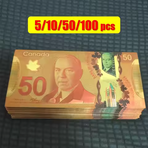 5~100pcs Canada Banknotes 50 Canadian Dollars Canada Money Gold Banknote in 24k Gold Plated For Coll