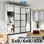 FREE INSTALL Almari Baju Murah Wardrobe Sliding Door Anti-Jump Cabinet Clothes 8ft x 8ft / 6ft x 8ft