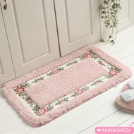 RAINBOWEZV 1 Pcs Pink Rug, Pink Non-Skid Flower Rug,  16*24Inch Microfiber Absorbent Bathroom Rugs B