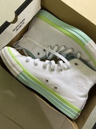 Converse 高筒波鞋 白色 綠色邊