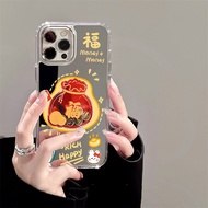 New Year Gold Coin Lucky Bag Mirror Casing For OPPO Reno 12 11 10 9 8 A96 A94 A93 A1 F21 F19 Pro 8Z 