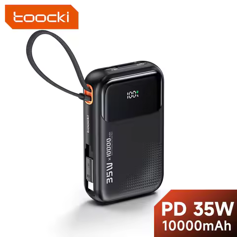 Toocki 10000mAh Display Power Bank PD 35W Fast Charging Powerbank With Type C Cable For iPhone 16 15