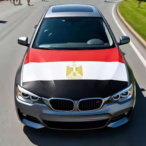 3.8x5.3fts National Gypt Flag Banner Car Hood Cover Flag Elastic Fabrics Engine Cover For Decoration