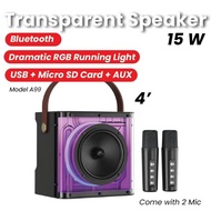 Peterhot A99 Bluetooth Karaoke Speaker 3600mAH Flashing LED Lights With 2 Wireless Microphone Phone 