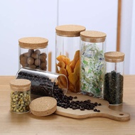 balang kuih raya 2024 balang kuih raya kedap udara Cork stopper, glass sealed jar, Nordic food grade, round tea storage jar, cereal storage jar, storage bottle