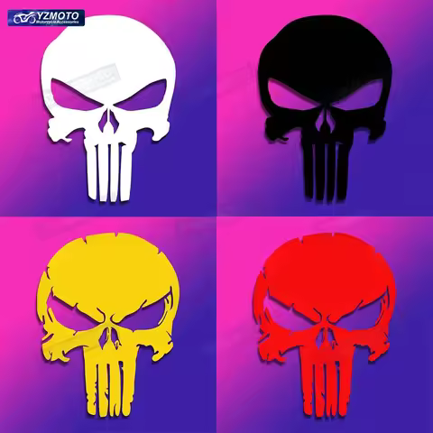 Motorcycle Accessories Battle Damaged Skull Punisher Totem Graffiti Car Scratch Fairing Sticker Wate