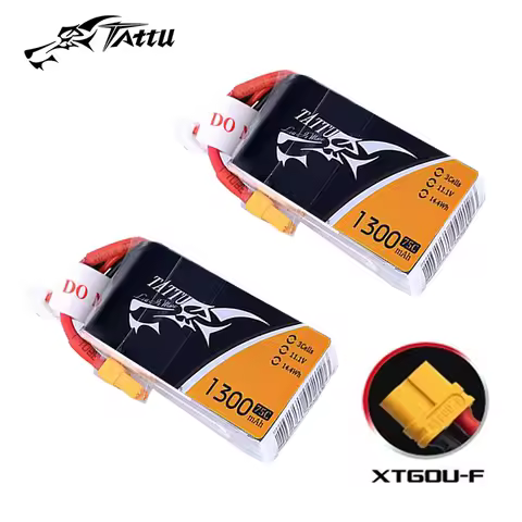 TATTU 3S 11.1V 1300mAh 75C LiPo Battery For RC Helicopter Quadcopter FPV Racing Drone Parts With XT6